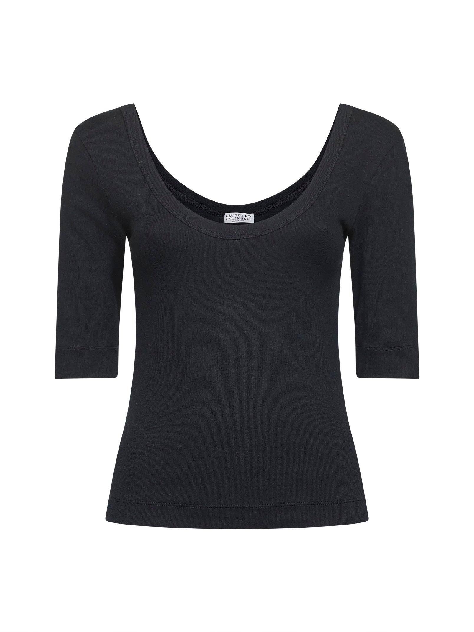 美品✨BRUNELLO CUCINELLI モニーレ カットソー Tシャツ Black ribbed stretch jersey monili T-shirt – Daniello.com