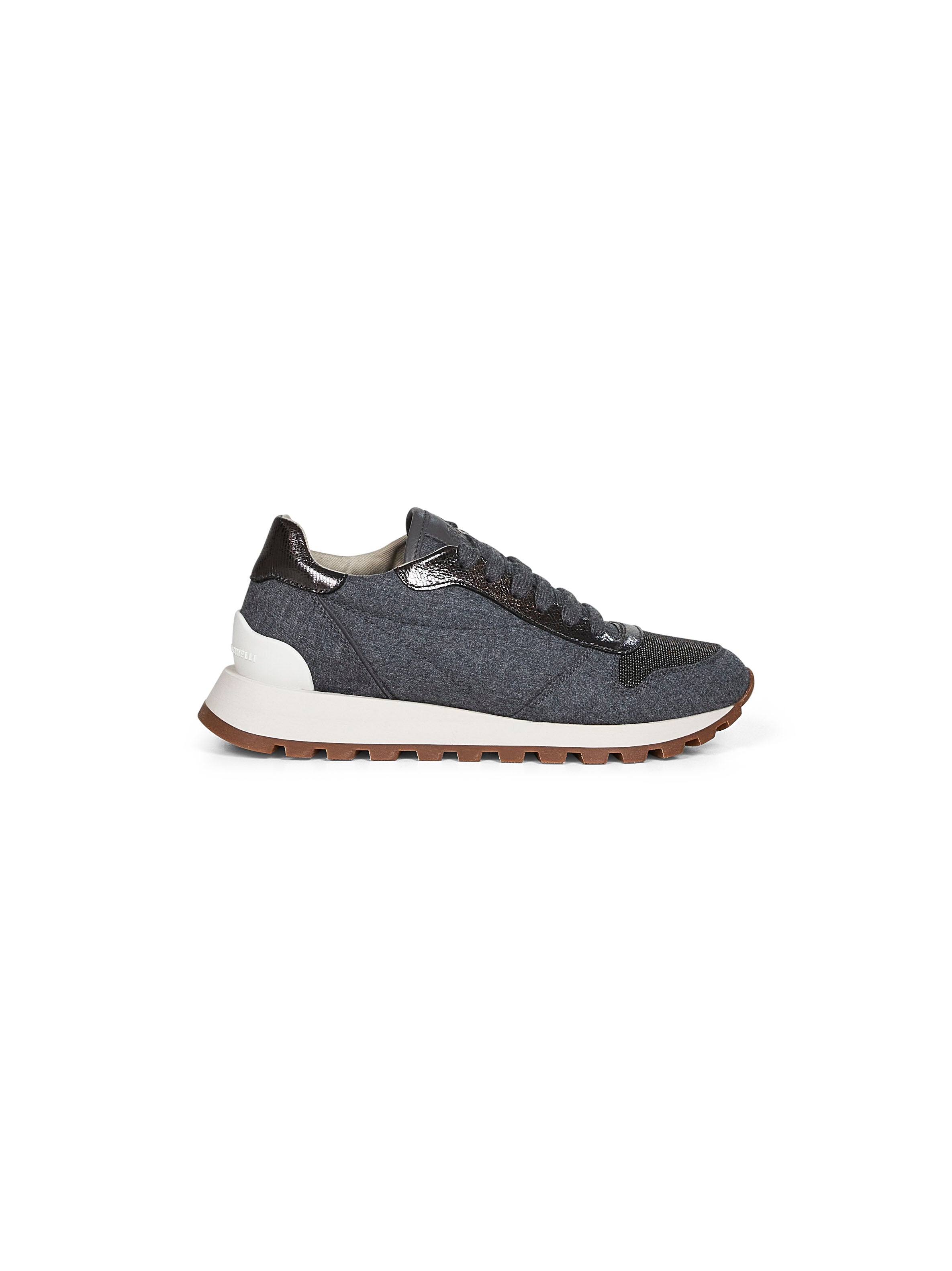 スニーカー BRUNELLO CUCINELLI Woman Sneakers Grey MZ26G1960 C003 Grey flannel embroidered sneakers – Daniello.com