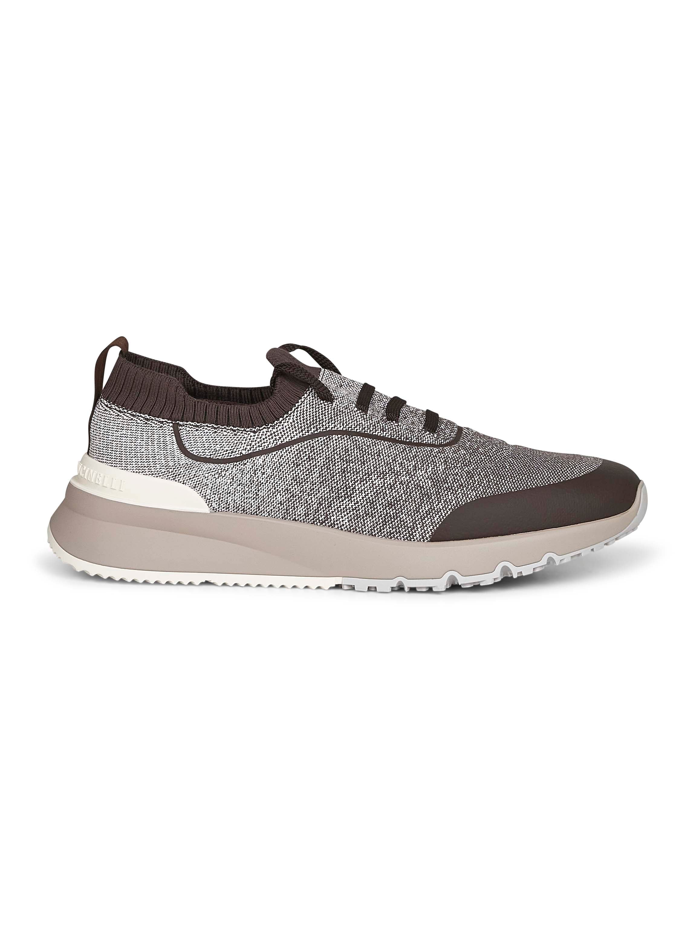 Brown techno cotton knit Runners – Daniello.com