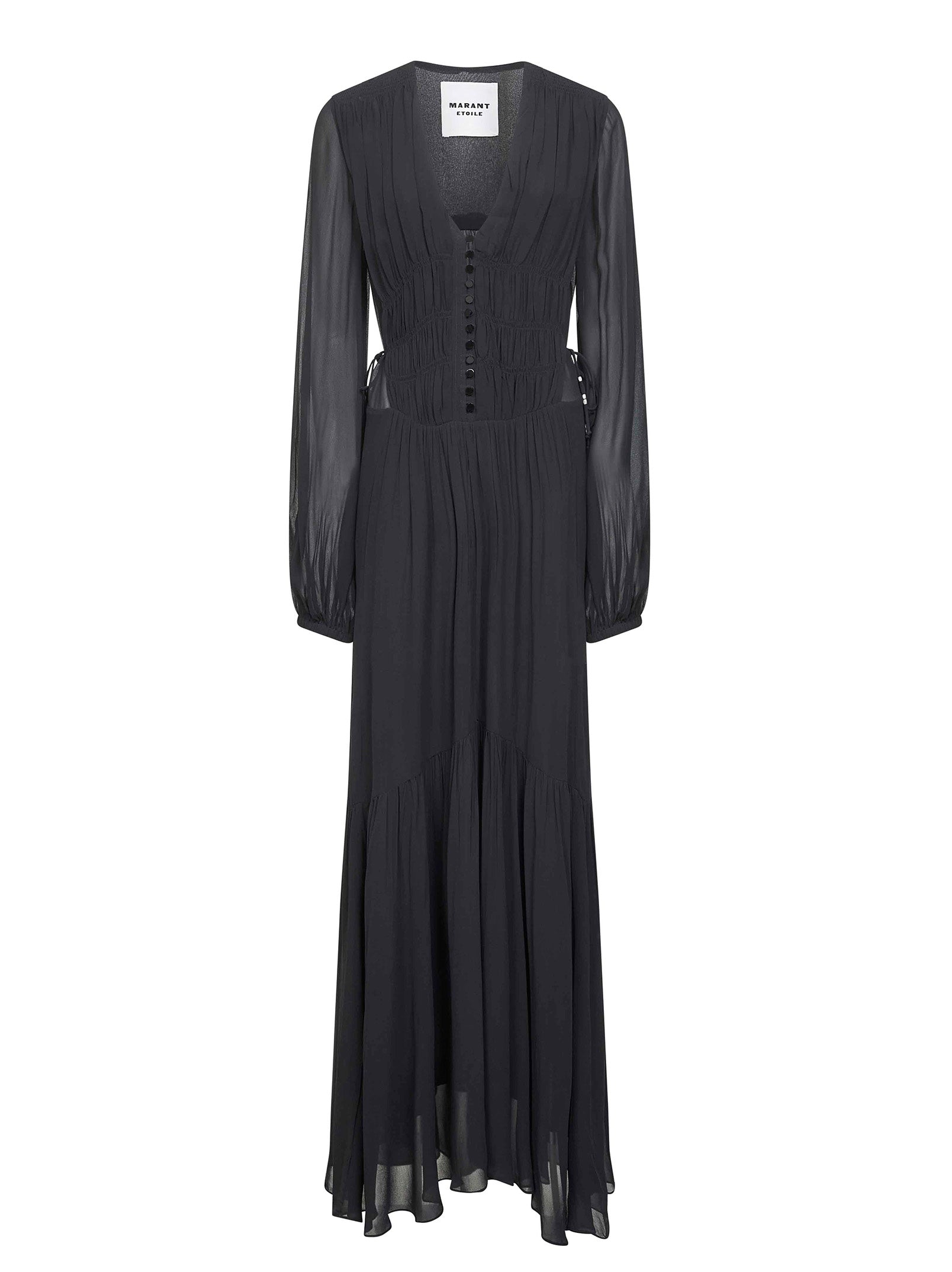 black georgette maxi dress Black georgette Briane long dress – Daniello.com