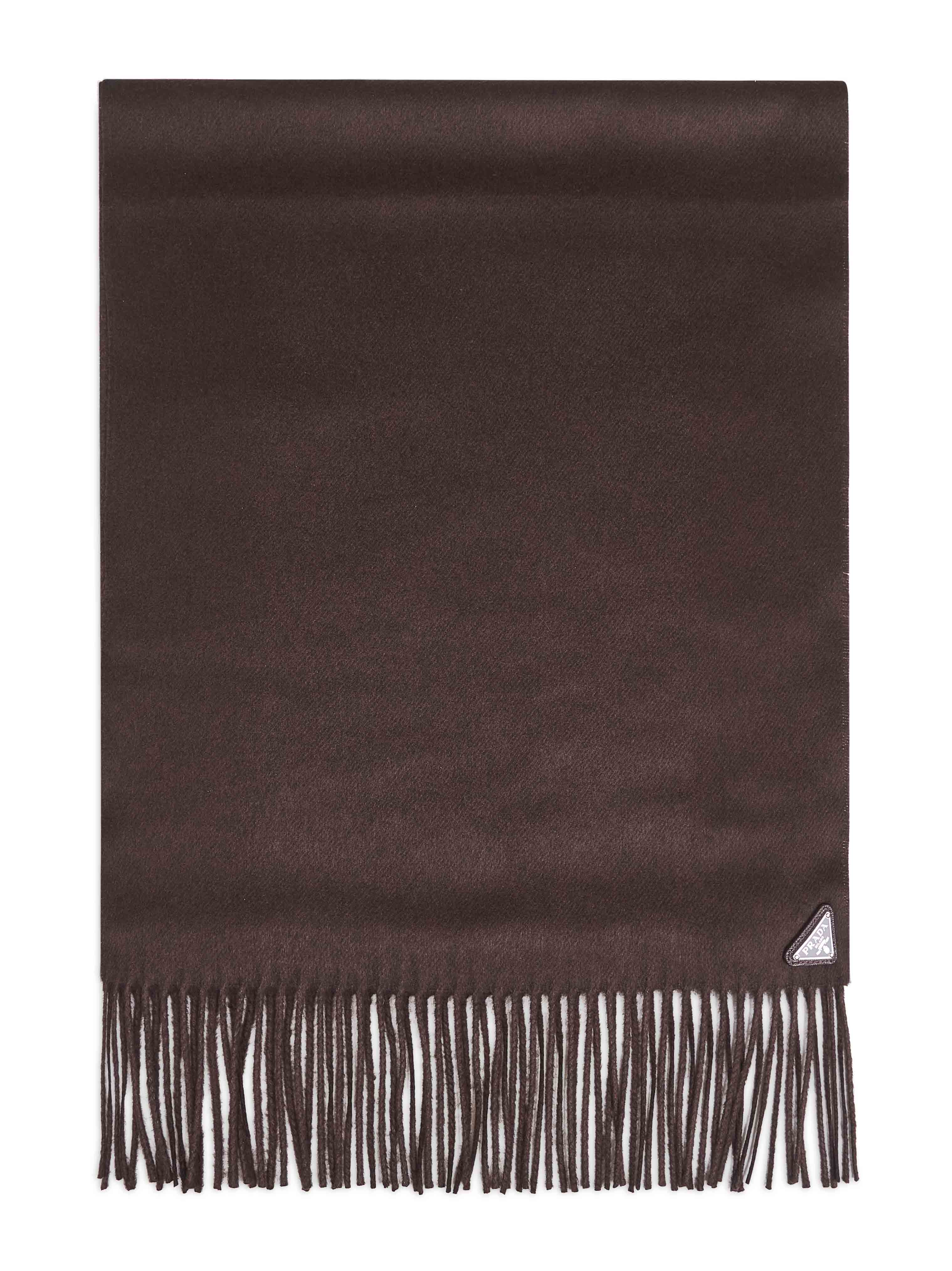 PRADA カシミアマフラー ブラウン Brown silk and cashmere scarf – Daniello.com