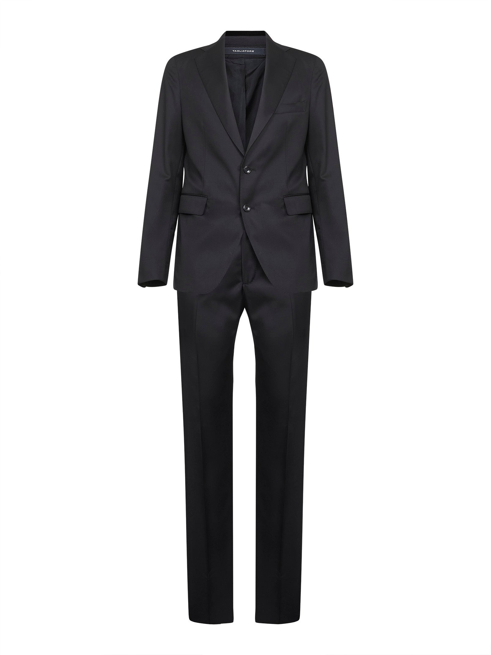 Black virgin wool Vesuvio single-breasted suit – Daniello.com