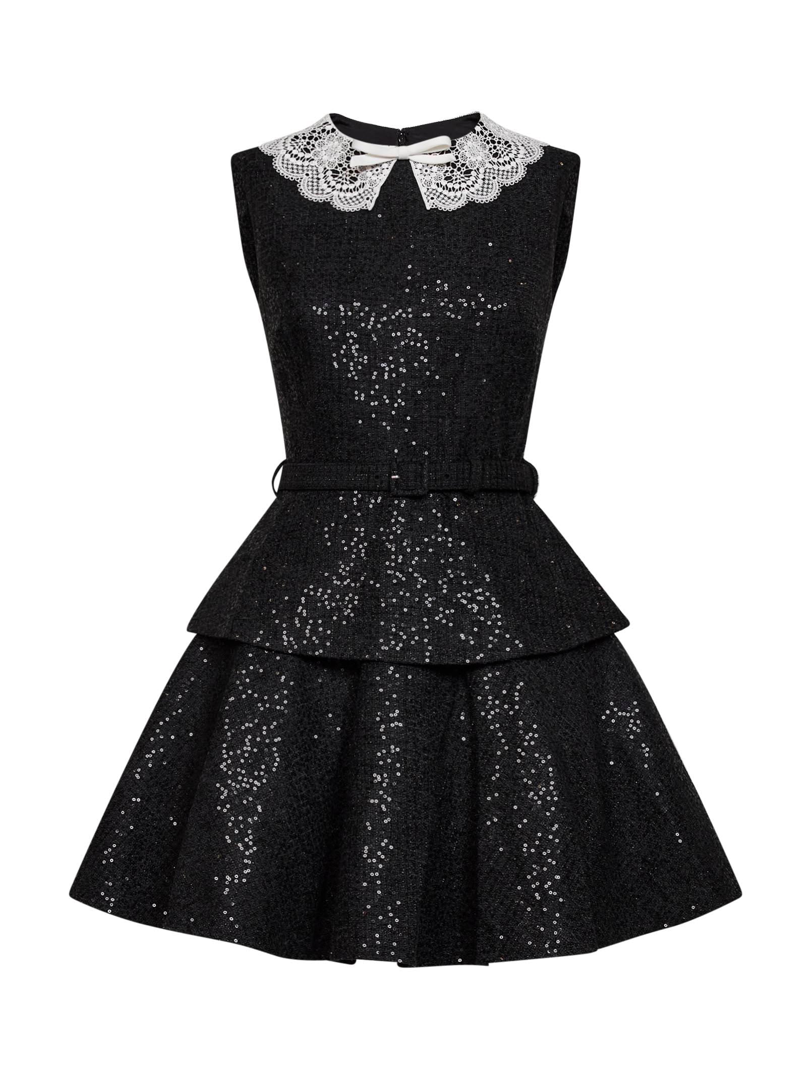 Self-Portrait-Short Sequin Dress Black-Dresses