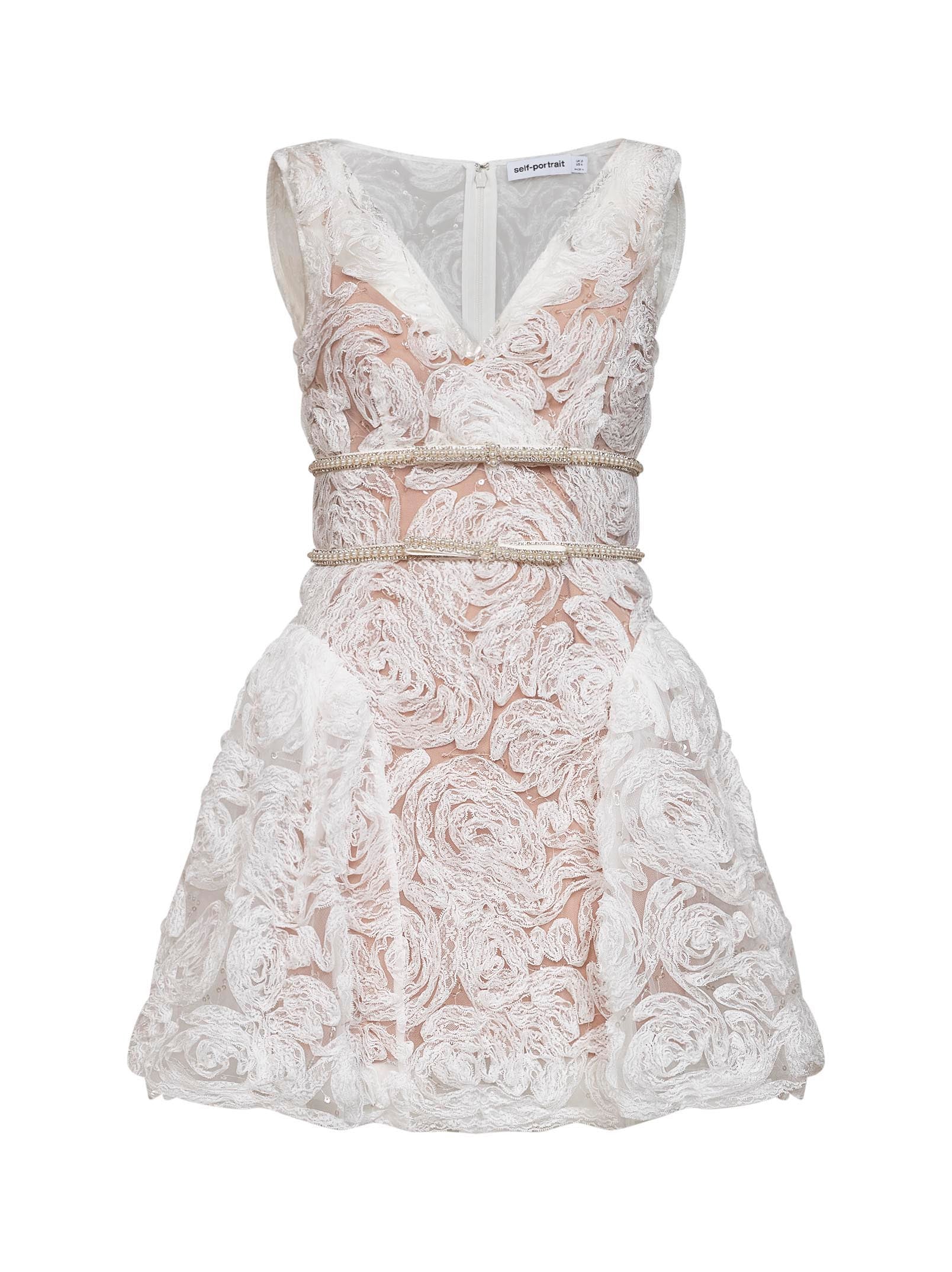 self portrait lace sequin dress White Sequin Lace Mini Dress self-portrait-US