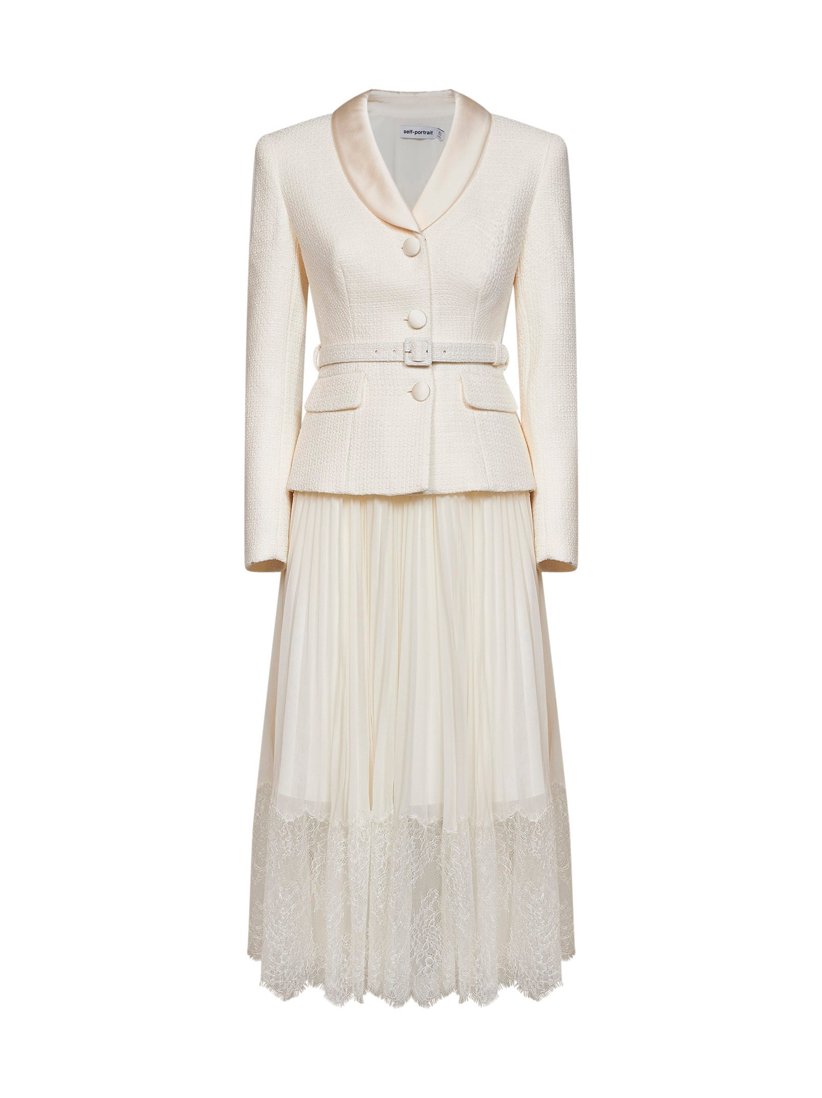 cream self portrait dress Cream Boucle Tailored Midi Dress