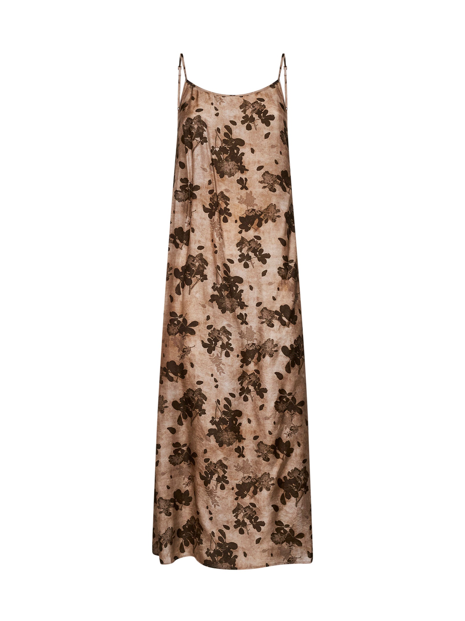 Tan and brown floral moulay Anaya long slip dress –