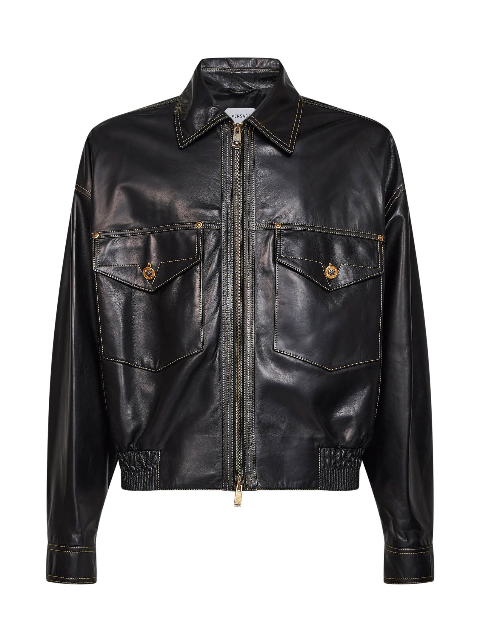Black piuma nappa leather blouson – Daniello.com