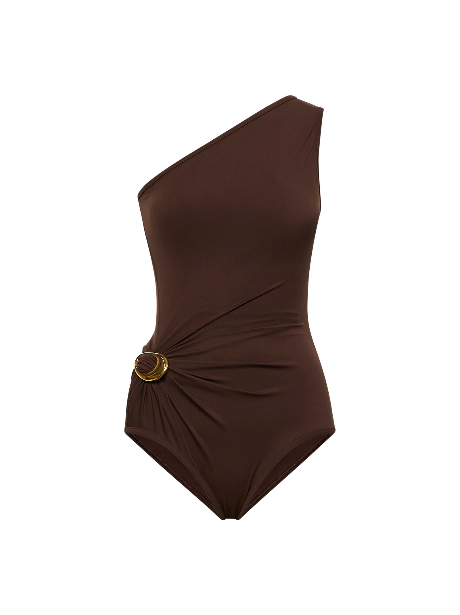 Brown nylon one-shoulder swimsuit – Daniello.com