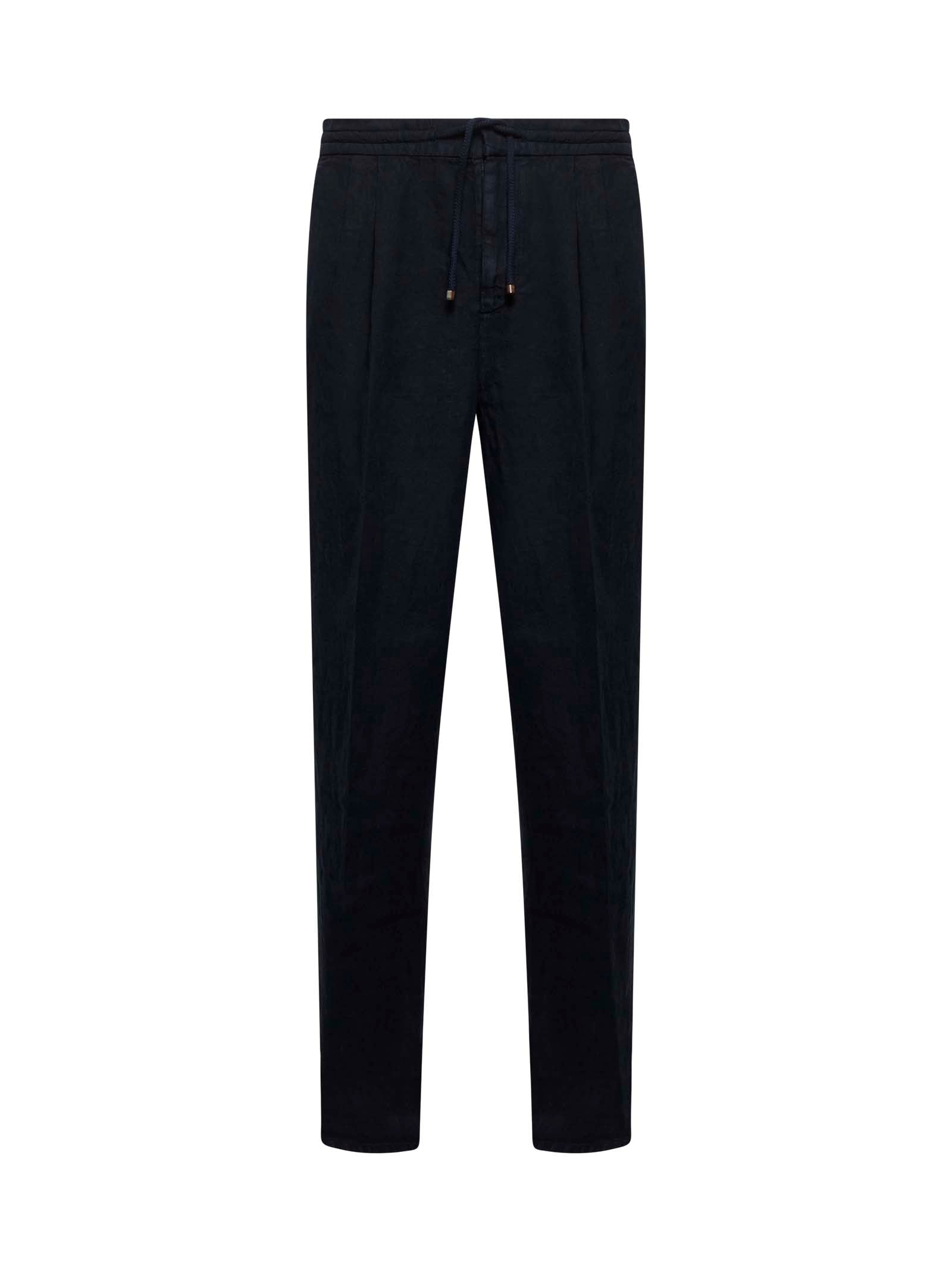 Blue linen leisure fit trousers – Daniello.com