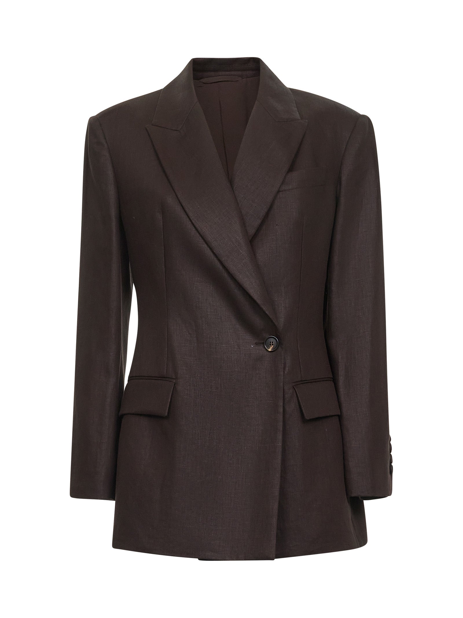 ジャケット BRUNELLO CUCINELLI Women Jackets ML1427261LI C273 BROWN Brown shiny linen twill monili blazer – Daniello.com