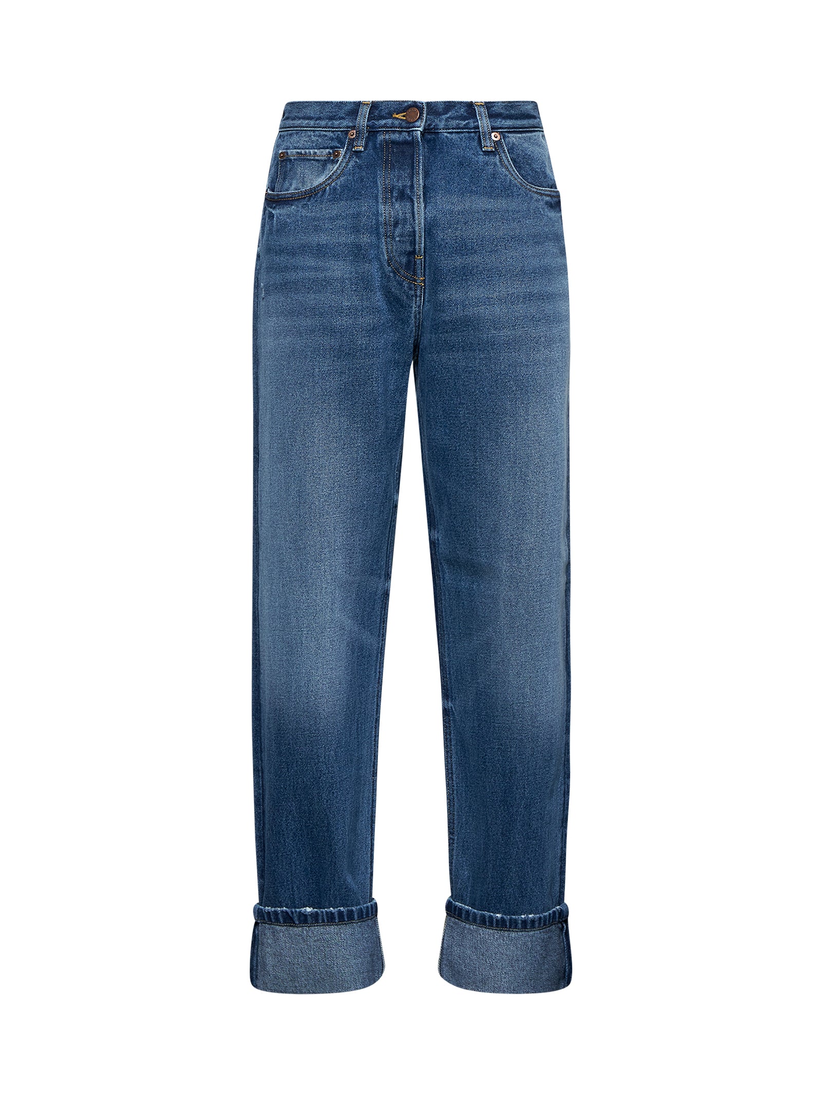 デニム・ジーパン PRADA Women Denim Pants GFP522SOOO16PK F0V3N BLUE Light Blue Wide-leg denim jeans | PRADA