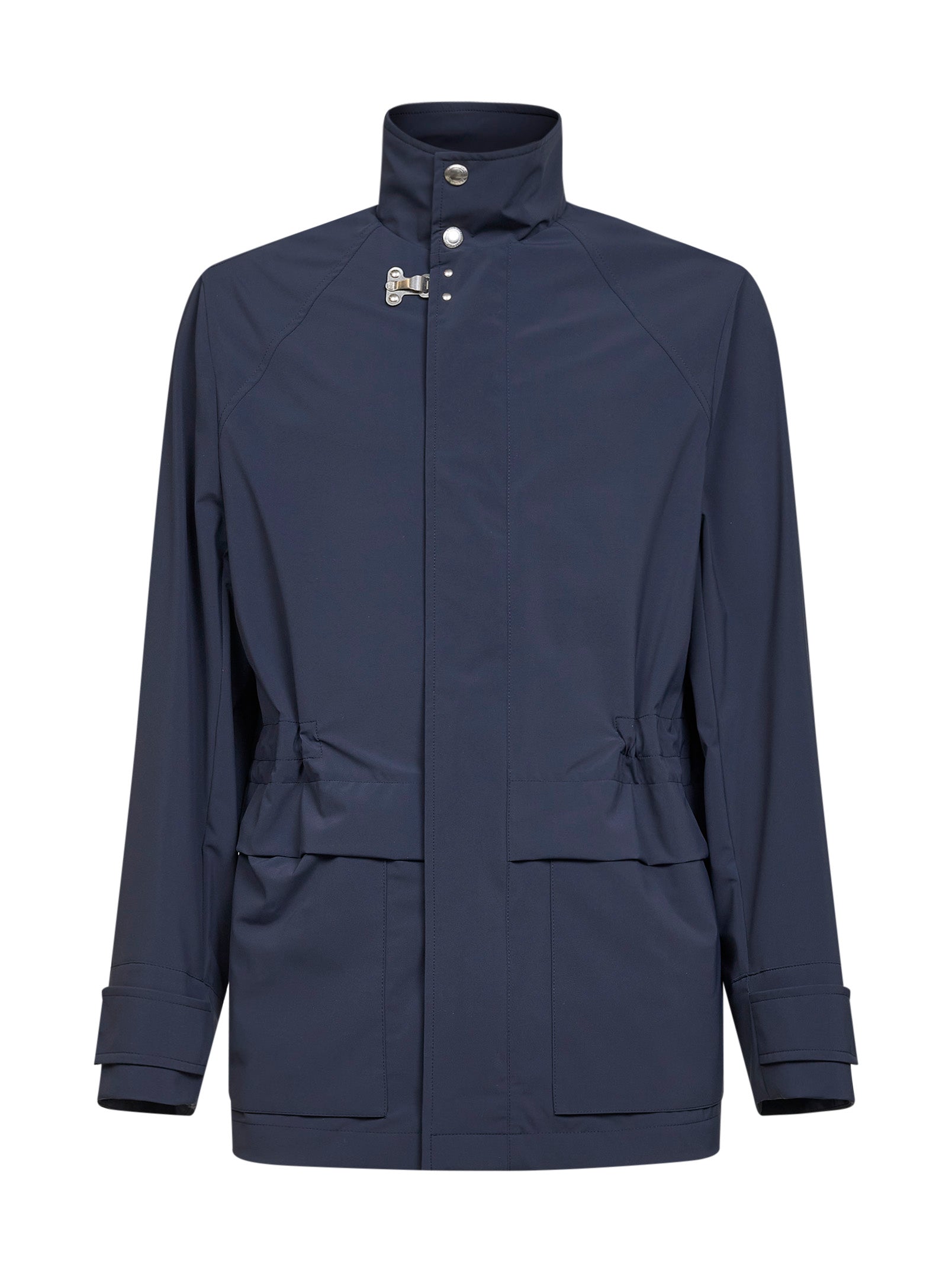 Navy stretch technical fabric hooded parka – Daniello.com