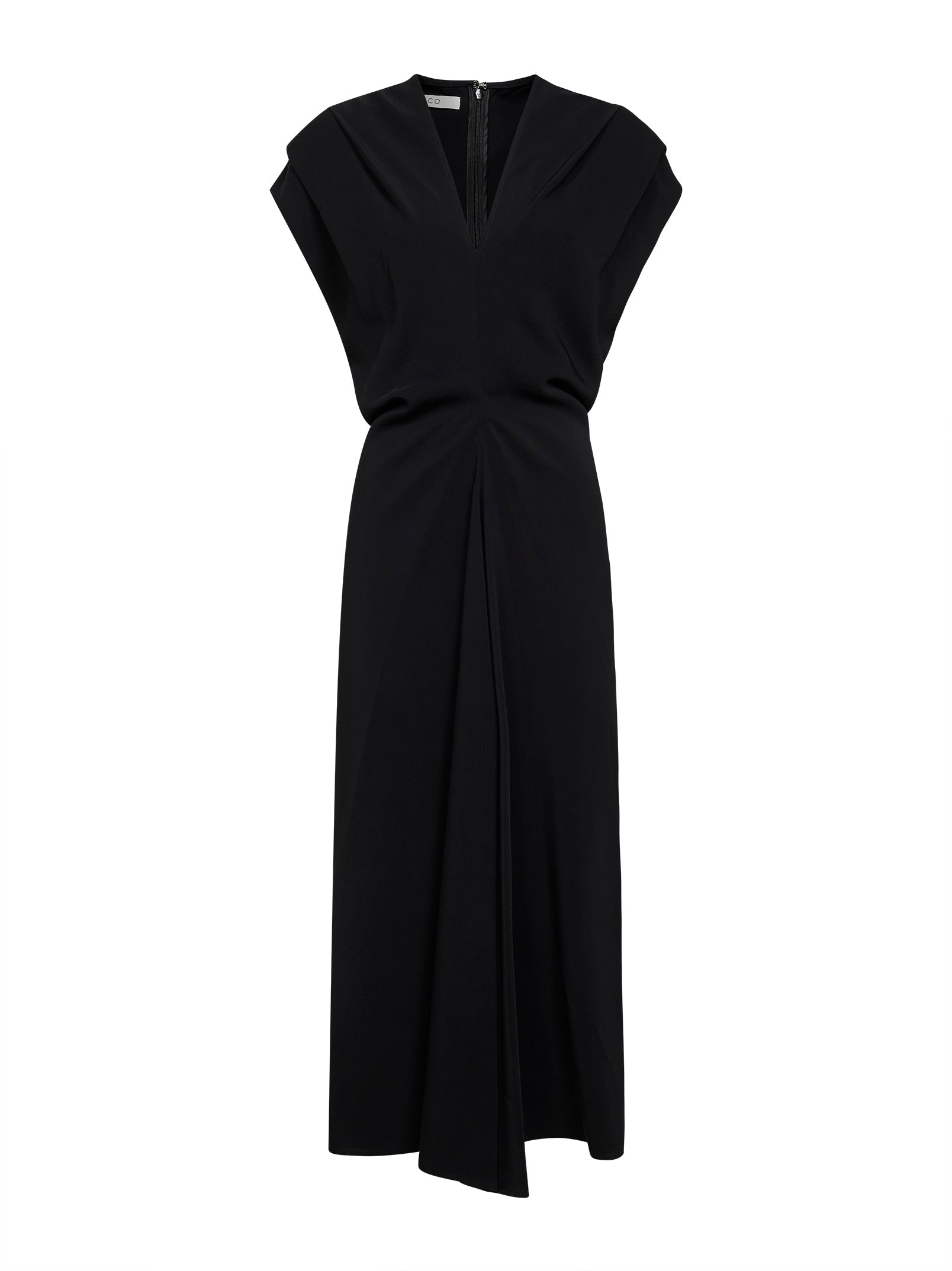 Black stretch viscose banana cut shift dress –