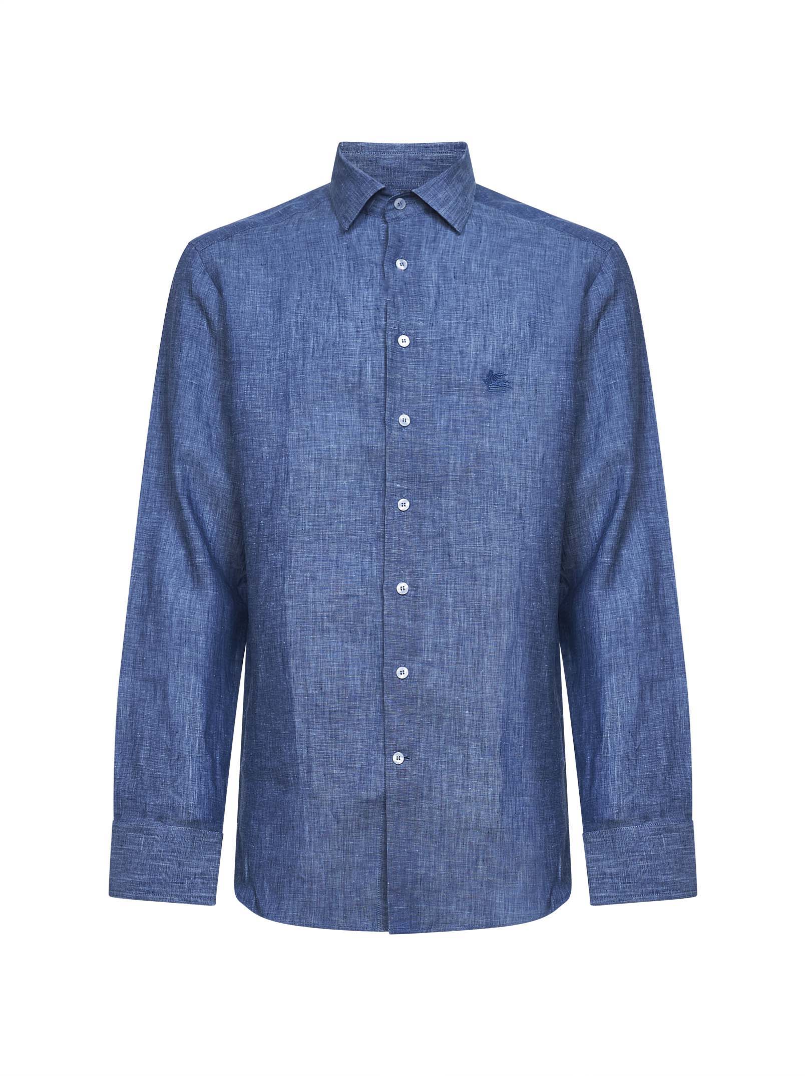 etro dress shirt Etro Cotton Blend Shirt with Paisley Print - Grey | MRIB000199TJ5E5