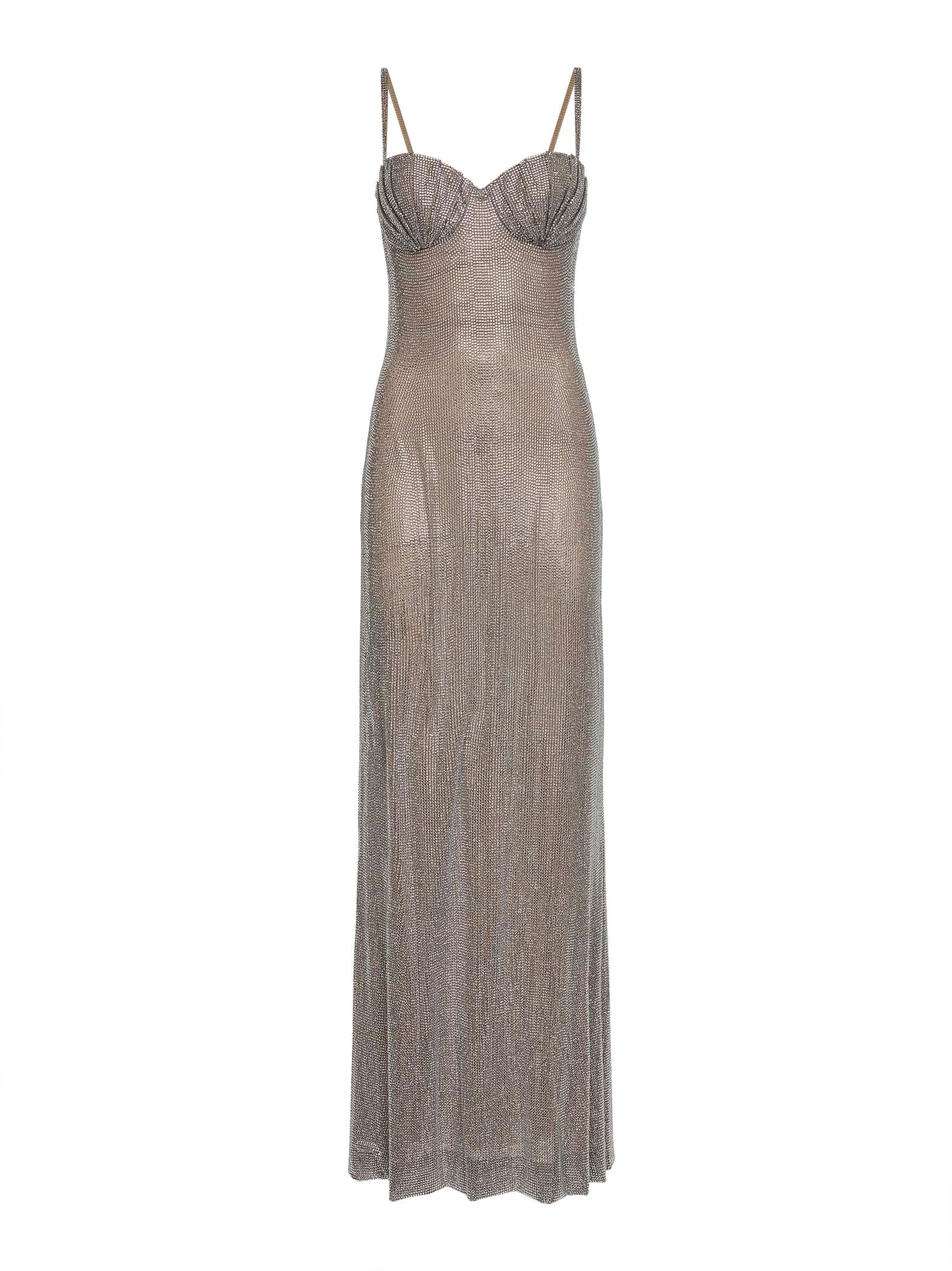 giuseppe di morabito silver dress Silver crystal bustier long dress