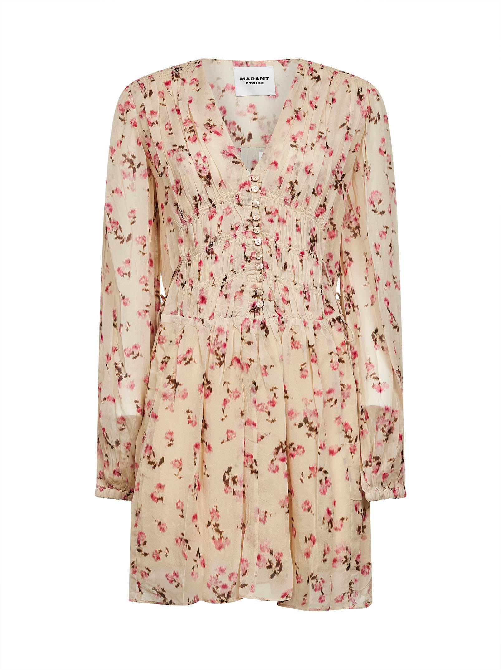 knee length dresses for ladies Marant Etoile | Beige Printed Muslin Loriena Minidress | Women