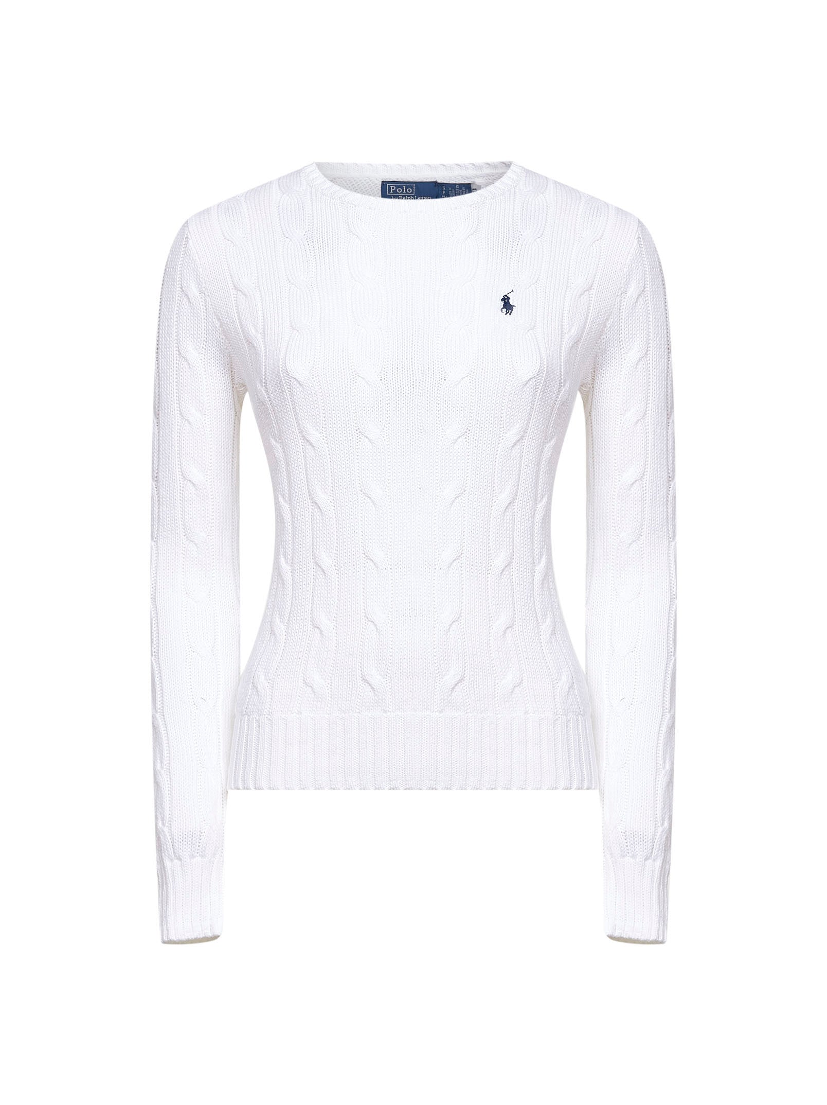 White cable-knit cotton crewneck sweater – Daniello.com