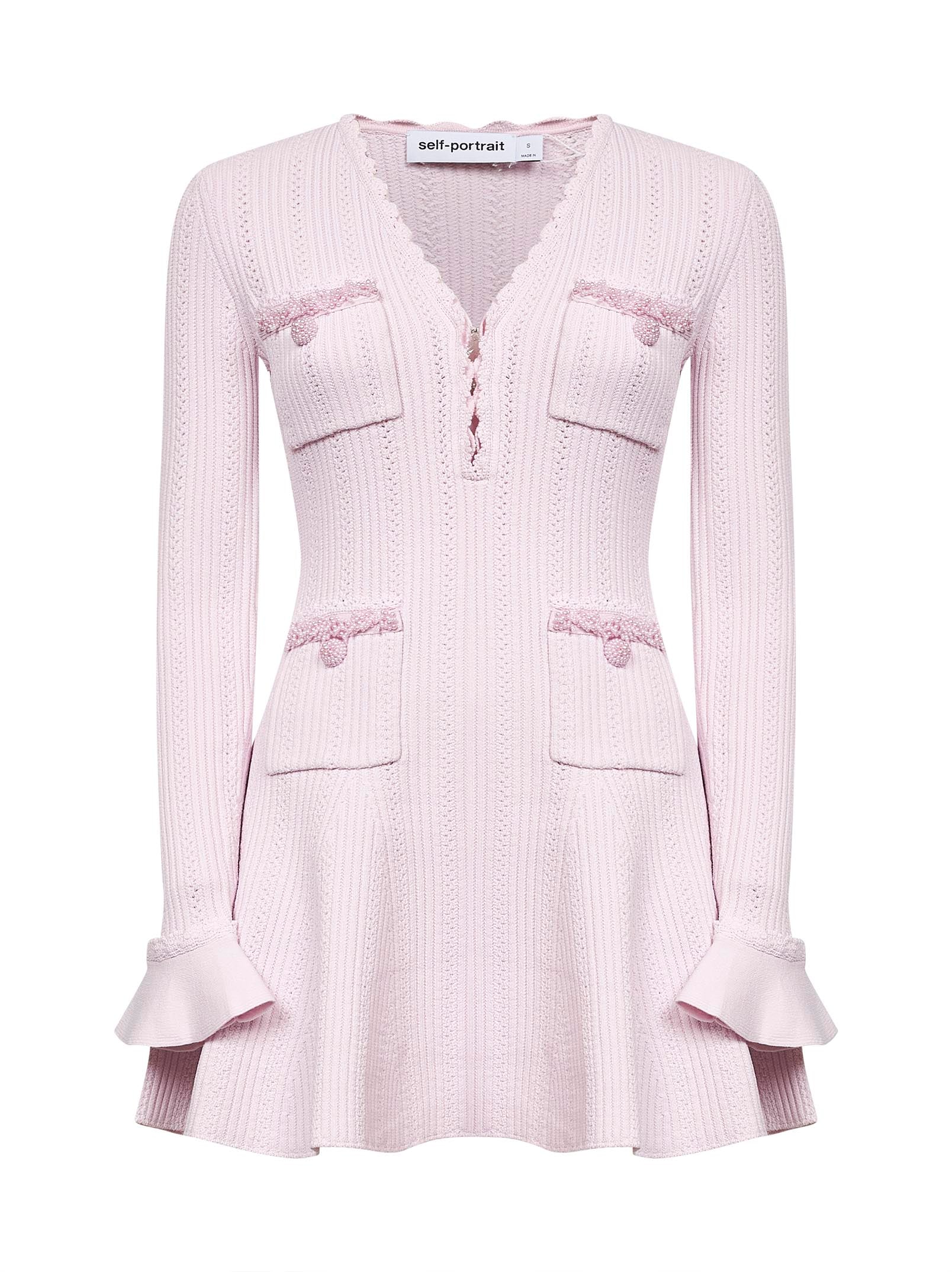 self portrait pink knit mini dress Pink Viscose Knit Mini Dress – self-portrait-US main image 0