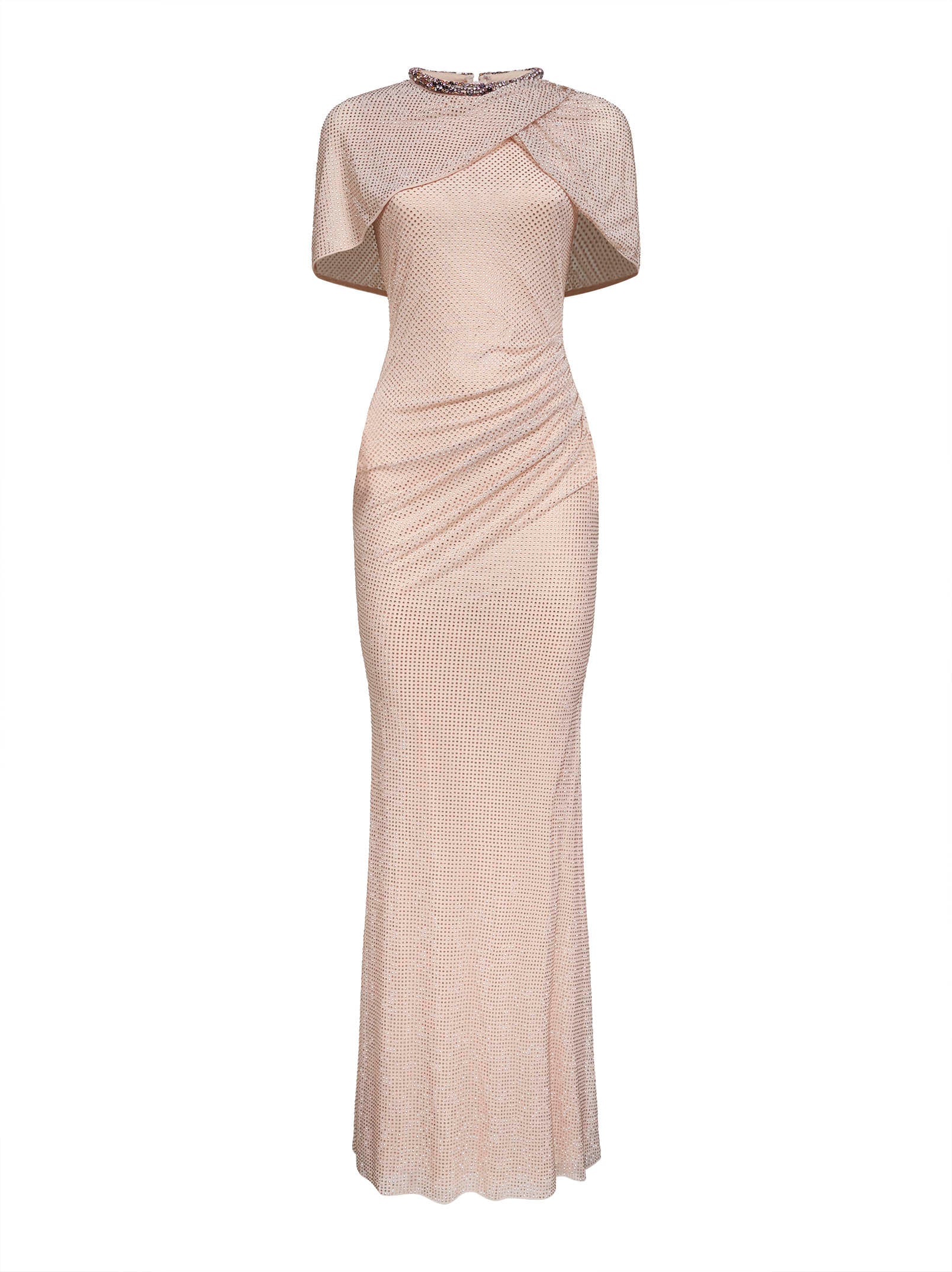 Champagne rhinestone stretch tulle maxi dress Daniello.com Champagne rhinestone stretch tulle maxi dress Daniello.com