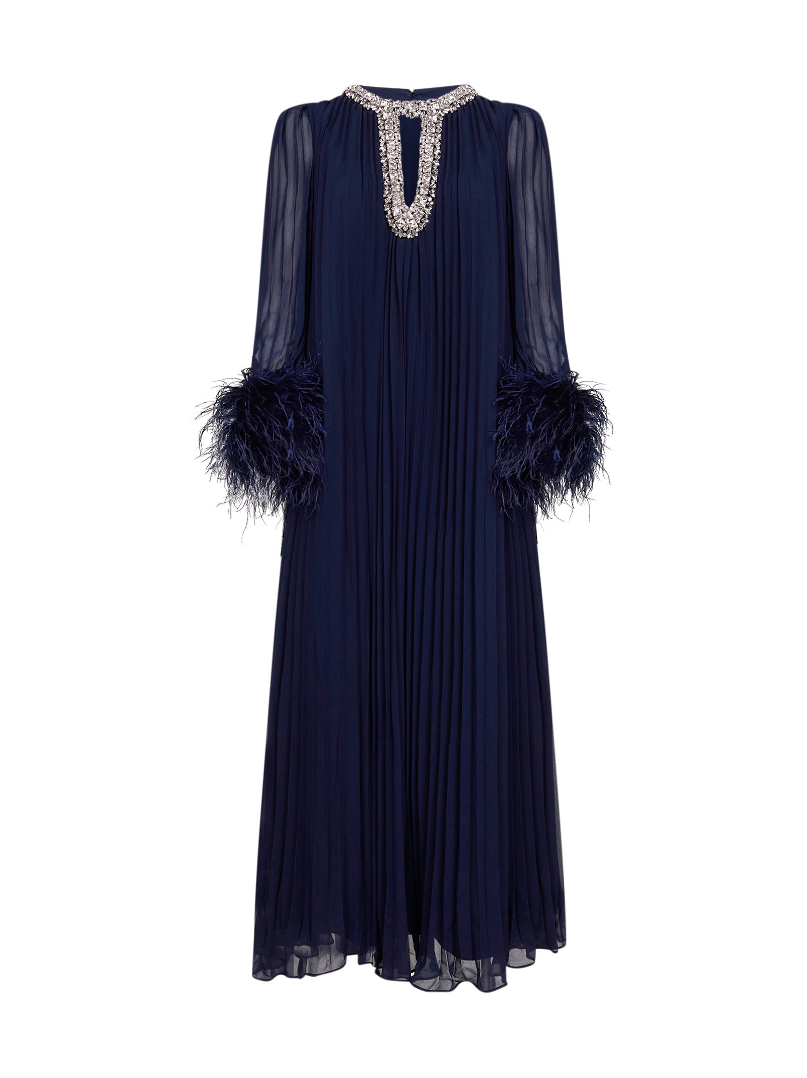 Navy blue pleated chiffon kaftan midi dress Daniello.com Navy blue pleated chiffon kaftan midi dress Daniello.com