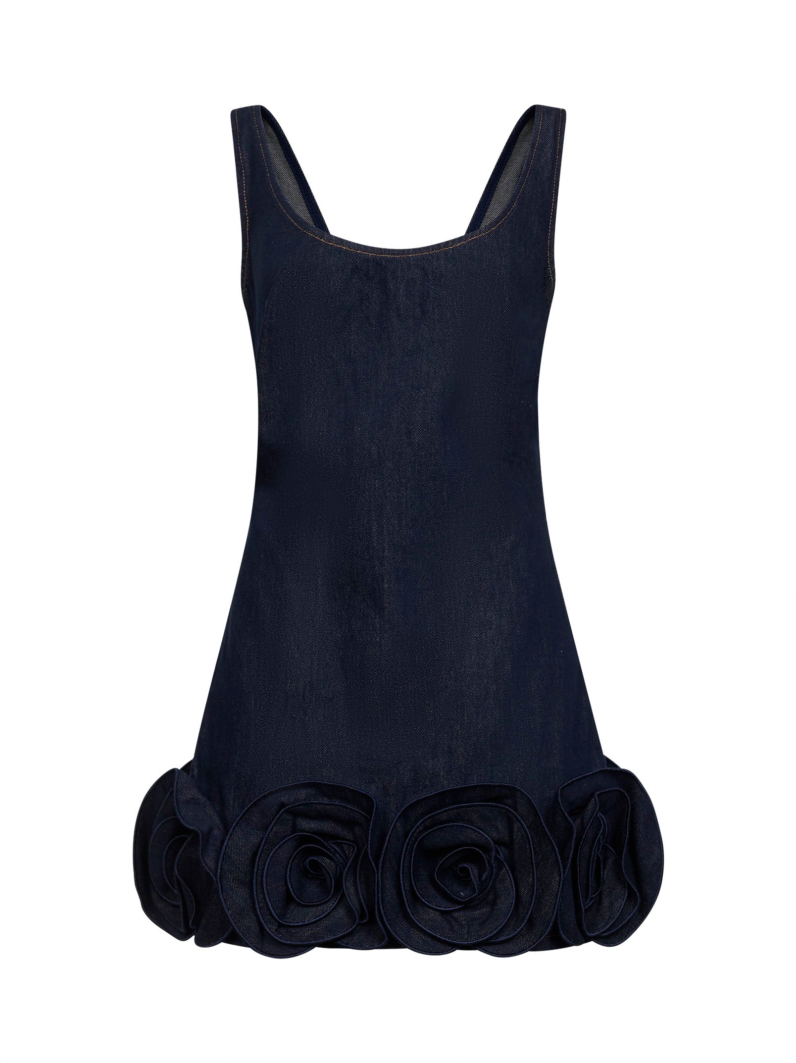 Self-Portrait Denim 3D Flower Mini Dress