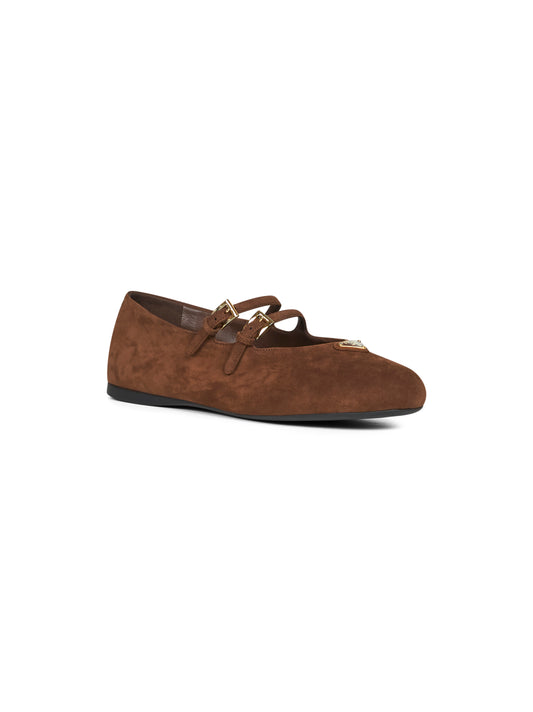 Ballerine in pelle scamosciata color cacao
