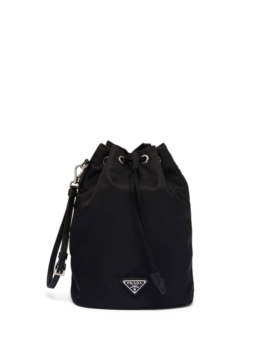 Black bucket pouch bag