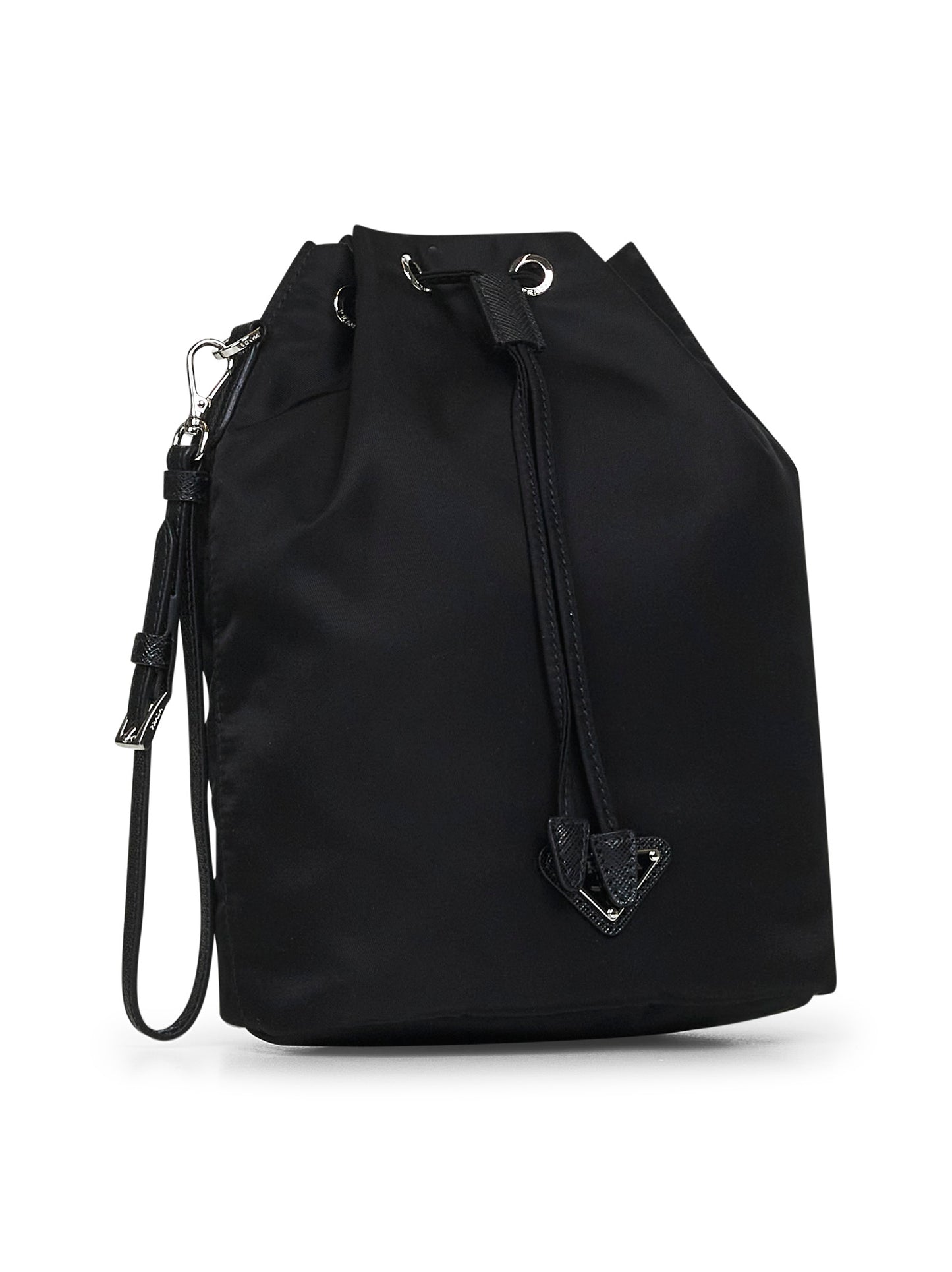 Black bucket pouch bag