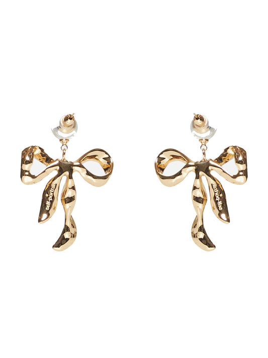 Gold mottled bow earrings