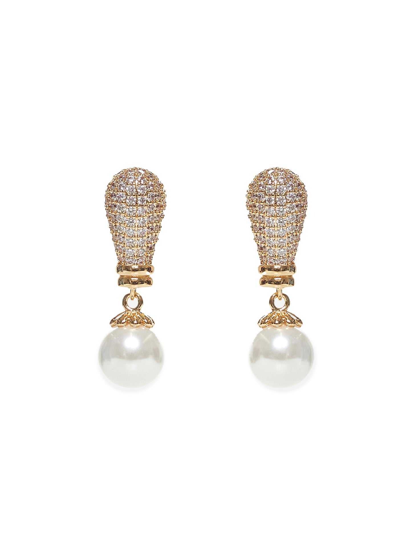Gold crystal pearl earrings