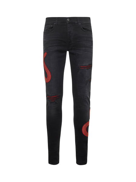 Black denim AMIRI Snake Skinny jeans – - Main Image