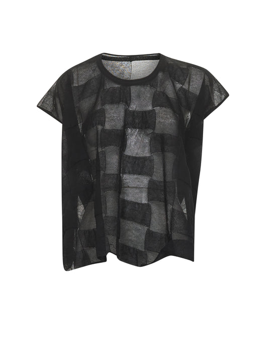 Black textured knit top