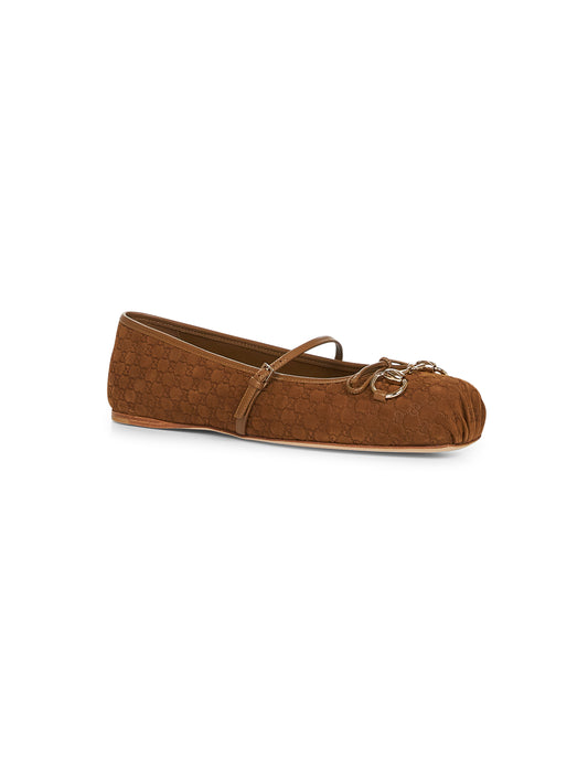 Ballerine Gucci con Morsetto marrone chiaro