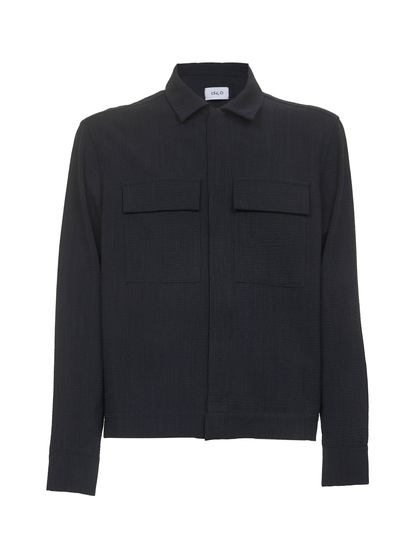 Giacca camicia in seersucker blu