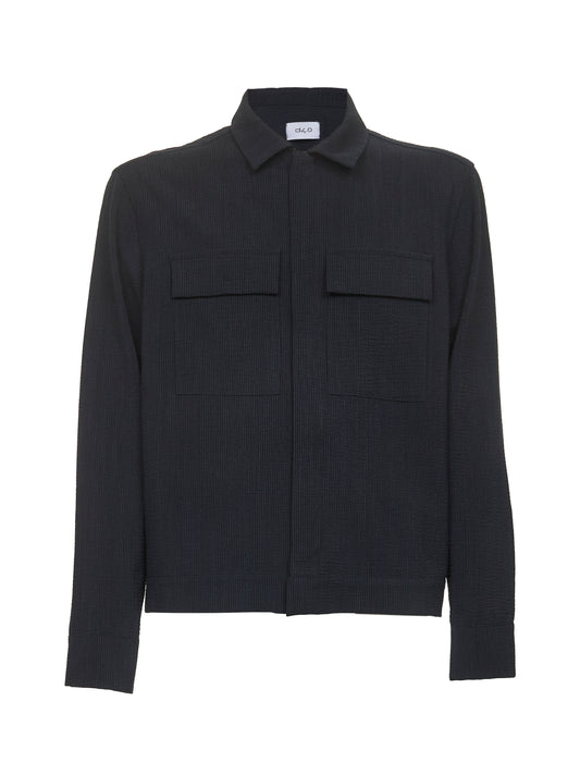 Giacca camicia in seersucker blu