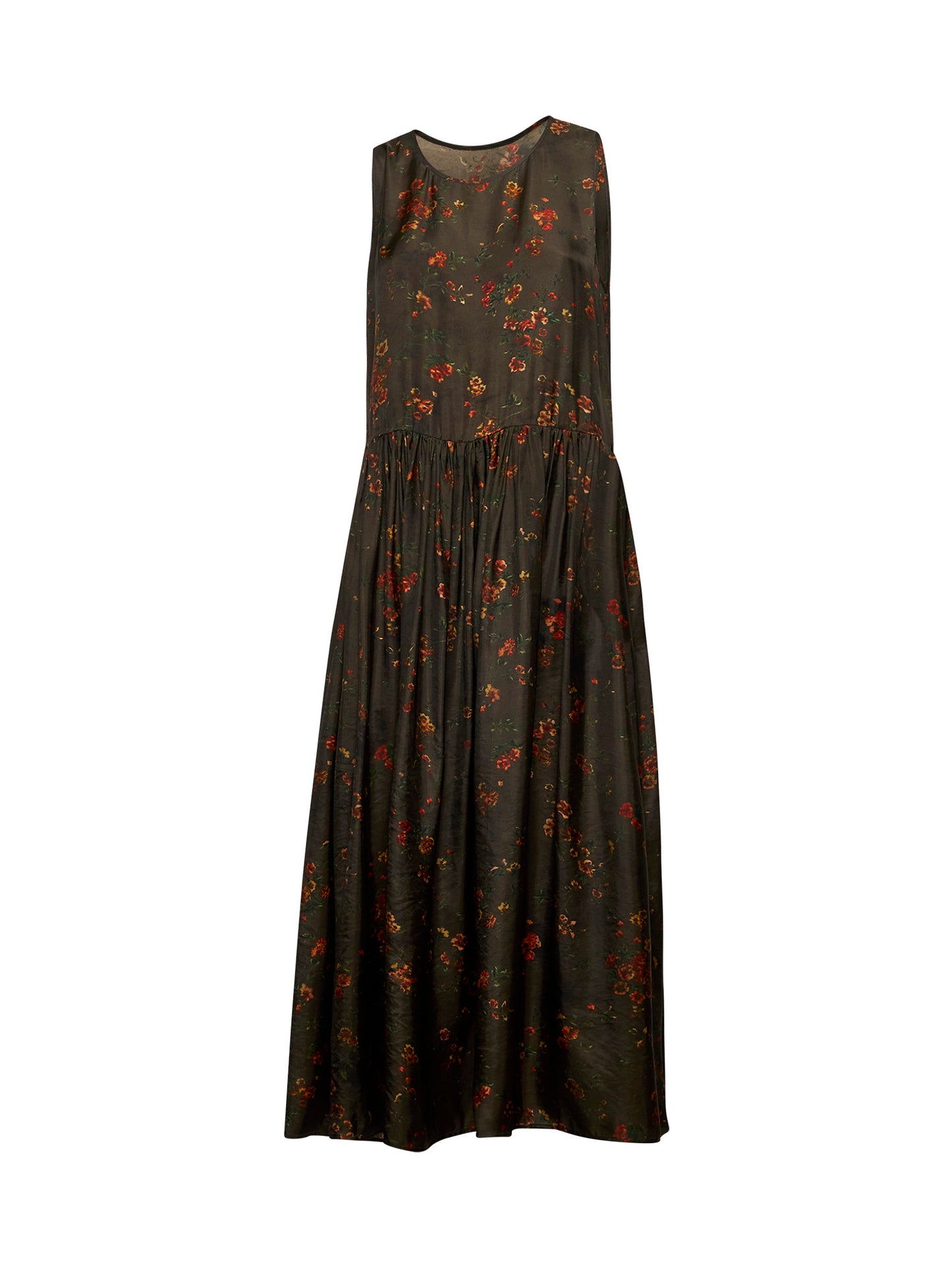 Brown printed twill Ardal dress