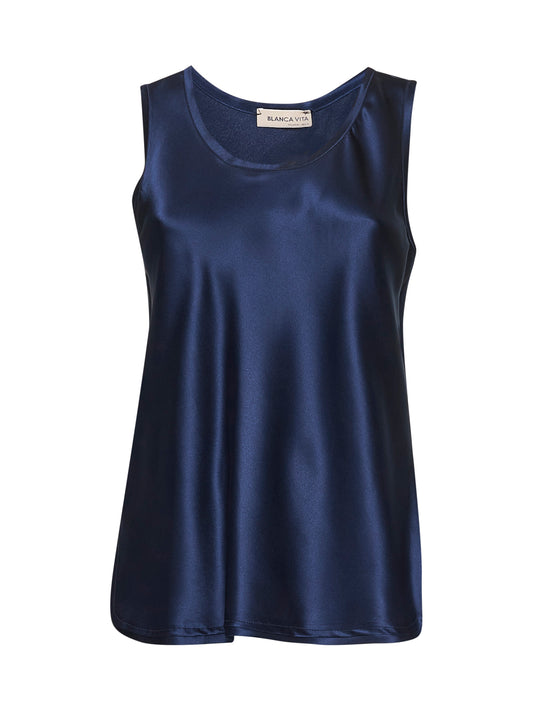 Blue stretch silk Belis tank top