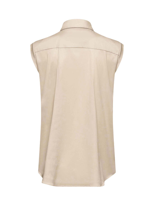 Camicia in popeline beige con Shiny Trim
