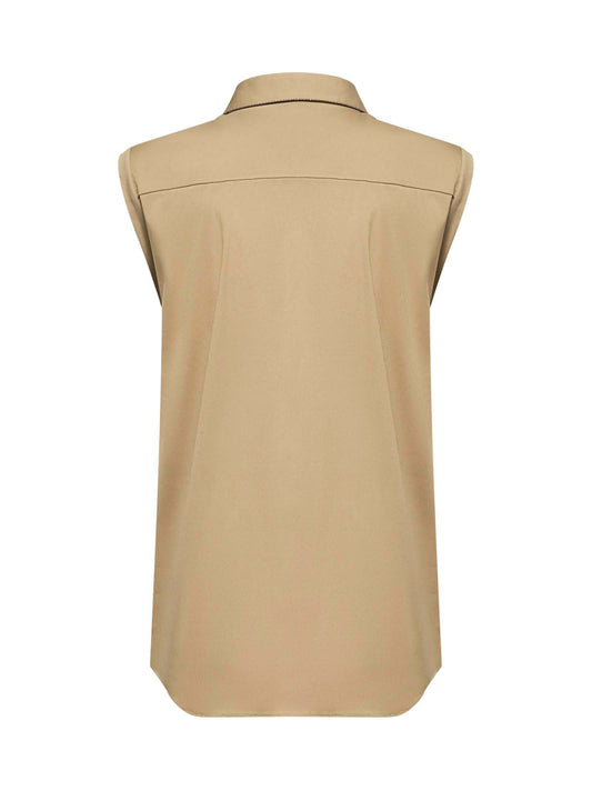 Camicia in popeline verde con Shiny Trim