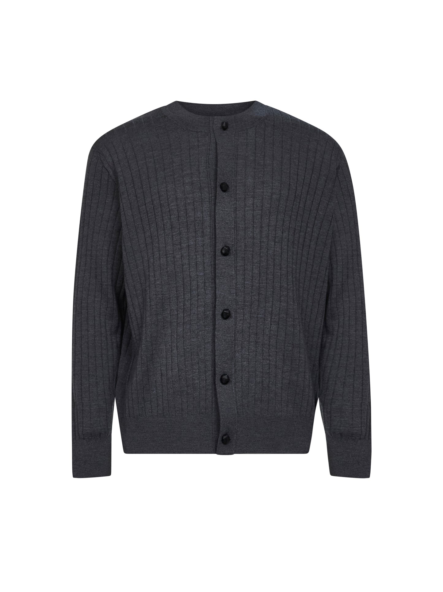 Cardigan in maglia a coste piatte grigia
