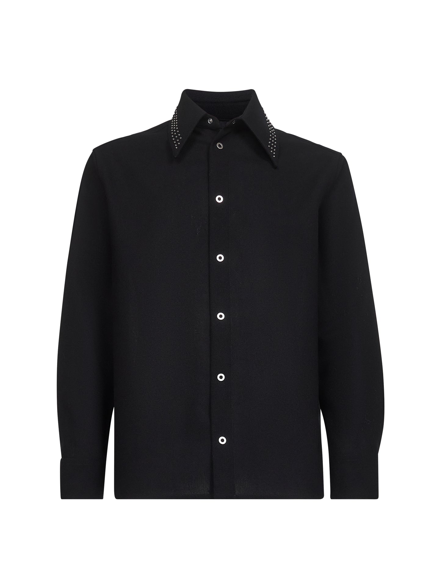 Camicia in tela di lana nera