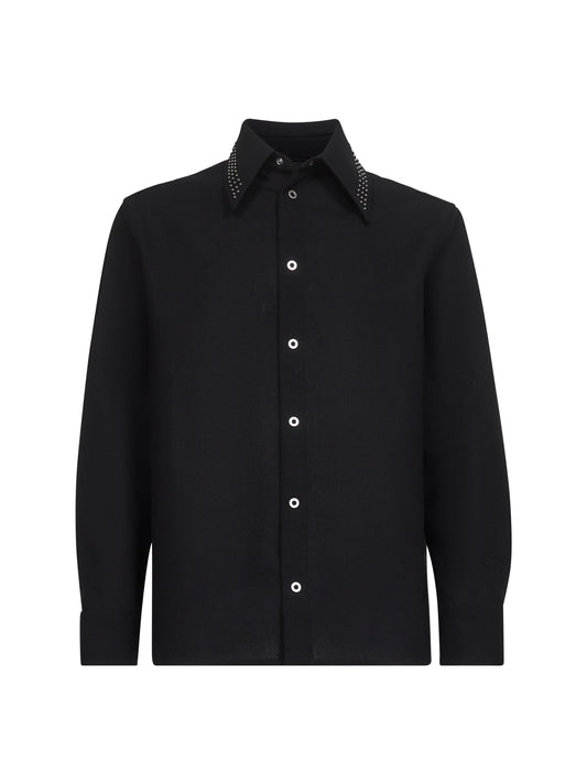 Black wool canvas shirt