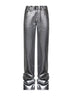 Jeans extra lunghi in denim spalmato argento