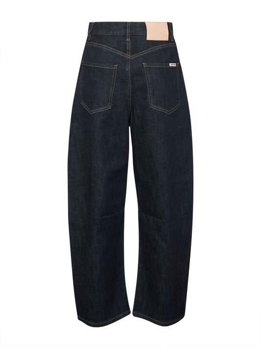 Blue cotton denim barrel jeans