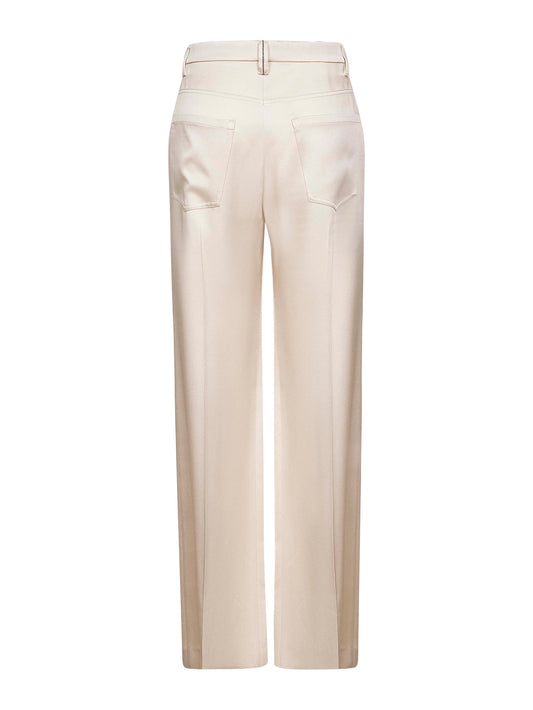 Beige cady satin Loose trousers