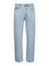 Jeans in denim délavé azzurro con inserto GG