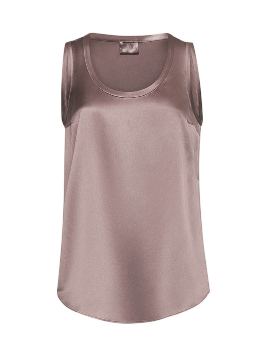 Top reversibile in raso marrone