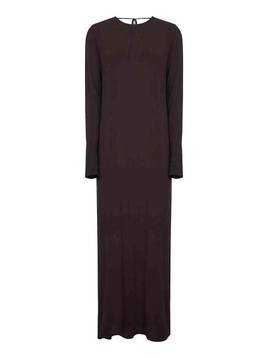 Brown stretch jersey Dea long dress
