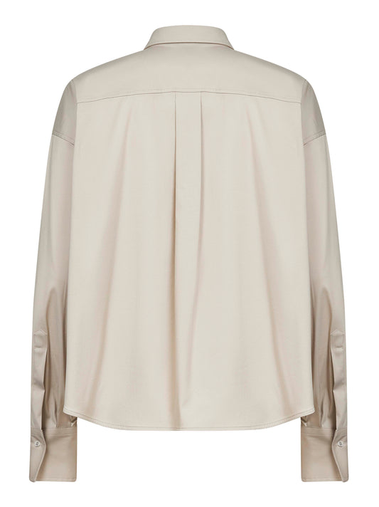 Camicia Crop fango con Shiny Flap Detail