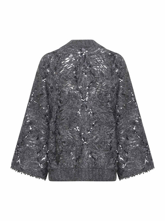 Grey wool knit Dazzling cardigan